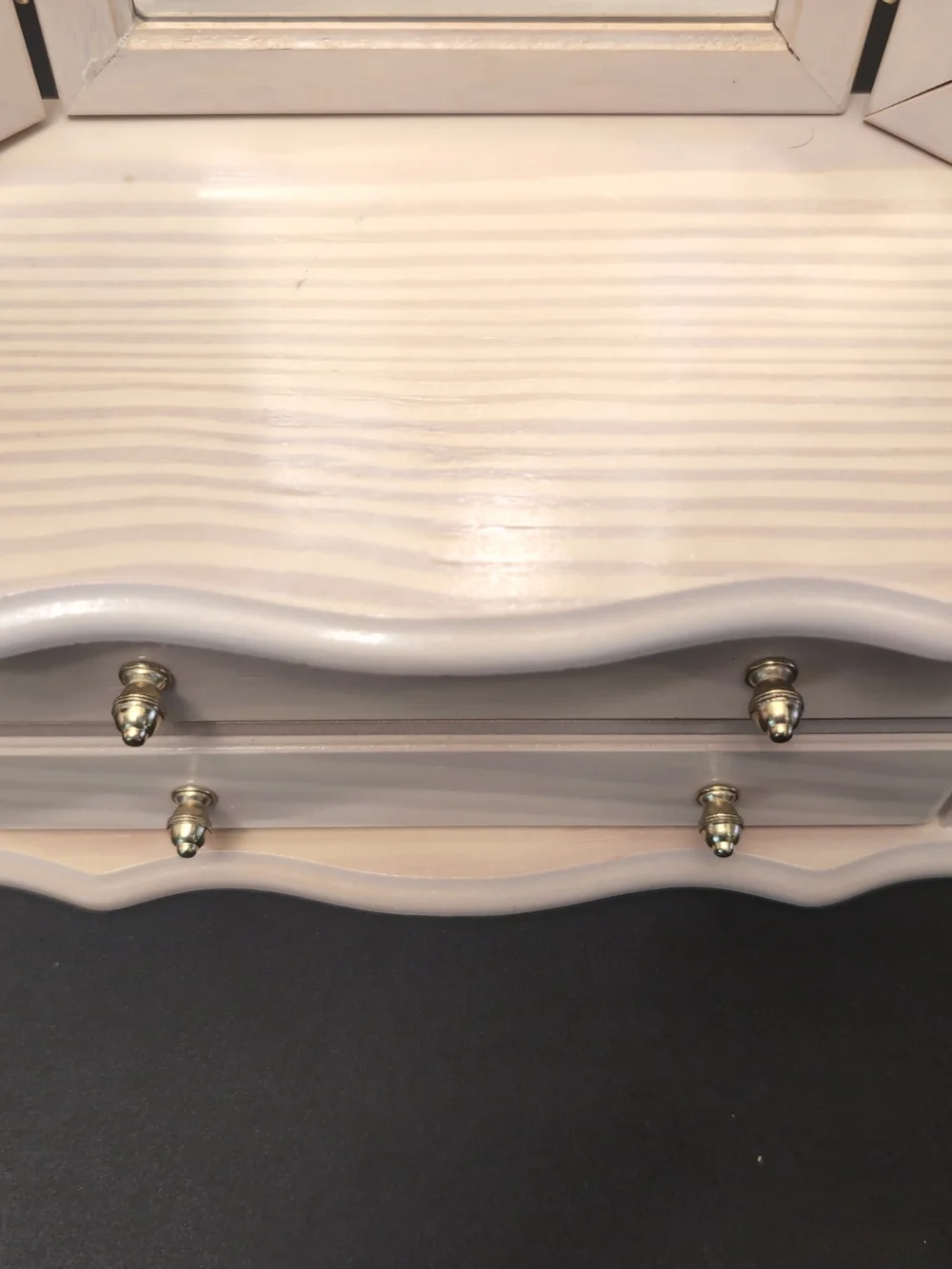 Beige Tri-Fold Mirror Jewelry Box with Drawers